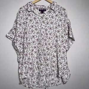 Gloria‎ Vanderbilt Women's Floral Printed Short Sleeves Button Front Shirt 2X